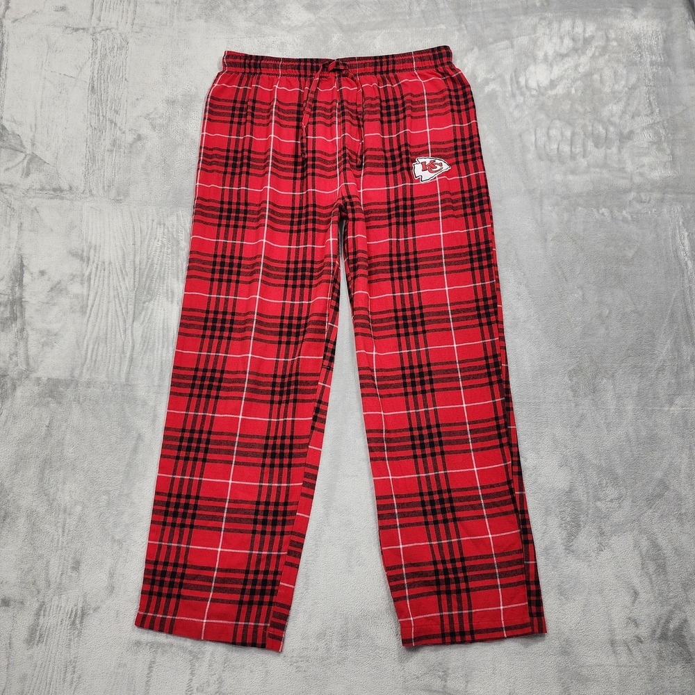 Kansas City Chiefs Pajama Pants Mens XL Red Plaid‎ NFL Football NFL Team Apparel